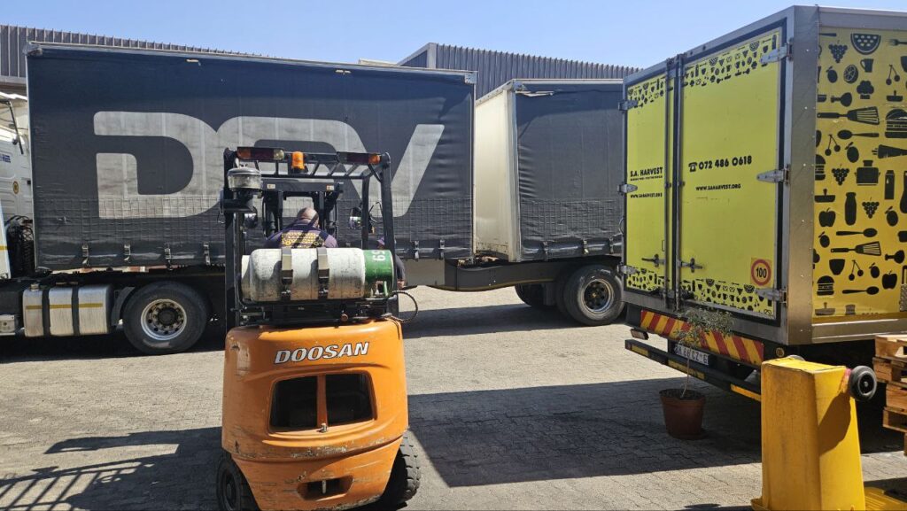 DSV truck arriving at SA Harvest's Joburg warehouse 