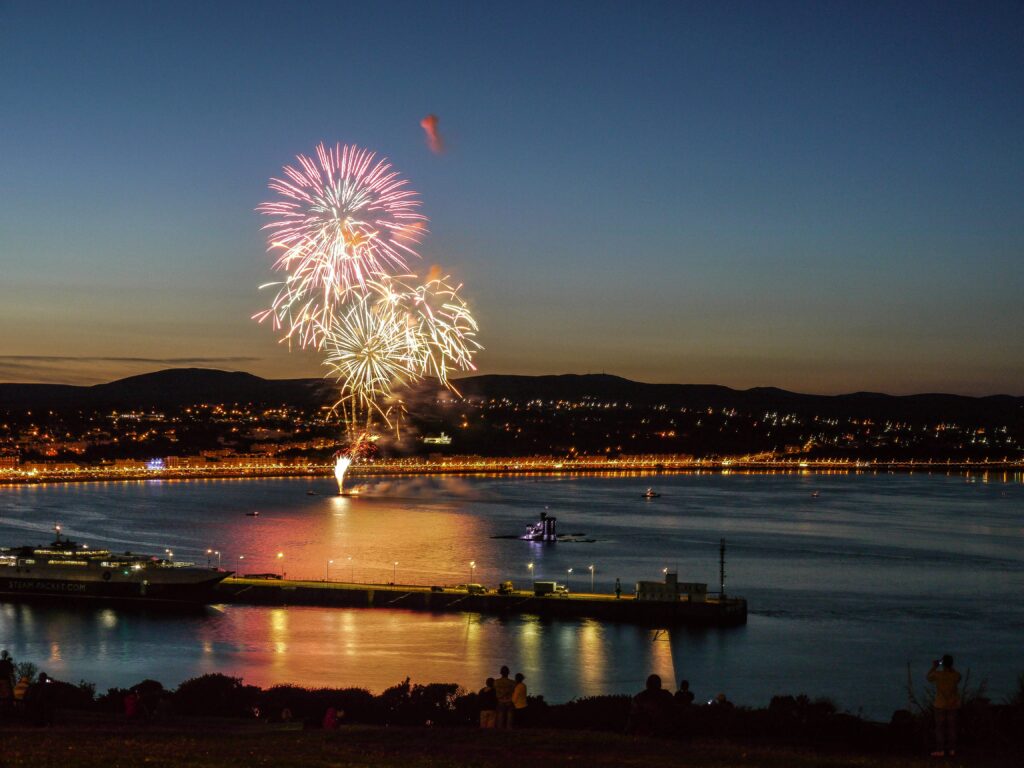 Fireworks over Douglas, Isle of Man. Photo credit James Qualtrough, Unsplash